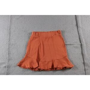 New Free People Beach Skirt Medium Orange Swing Terry Sweat Skirt Mini Ruffle